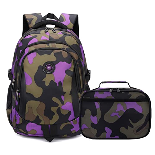 Yvechus School Backpack Casual Daypack Travel Outdoor Camouflage Backpack Christmas Presents For Boys And Girls (Dy Camo Purple) #TOP1