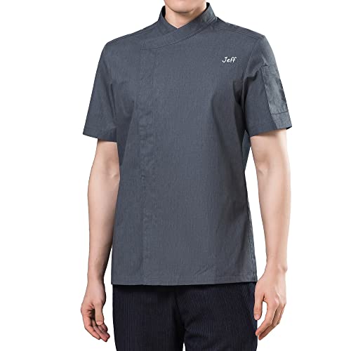 Personalized Chef Coat for Men/Women Custom Lightweight Chef Jacket Short Sleeve Chef Shirt Embroidered Name Kitchen
