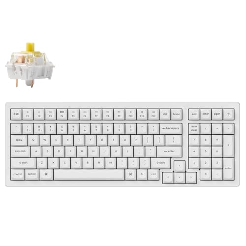 Image of Keychron K4 Pro QMK /VIA Bluetooth Wireless Mechanical Keyboard, 96% Layout Custom Programmable Gaming Keyboard with White Backlit, Hot-Swappable K Pro Banana Switch for Mac Windows Linux - White