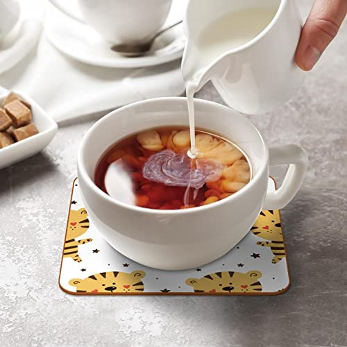 Dessous de verre carrés Tigre antidérapants lavables pour table basse