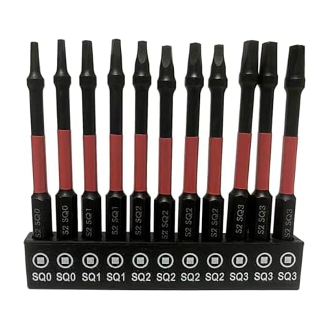 aiyun 11Pack Square Drive Bits- 3" Long Magnetic Square Drill Bit Set, S2 Steel Hex Shank Square Head Screwdriver Set Sizes #0, 1, 2, 3 (3 Inch) Cover