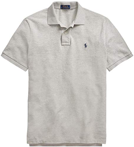 Image of POLO RALPH LAUREN Men Custom Fit Mesh Pony Logo Shirt (XL, GreyHtr)