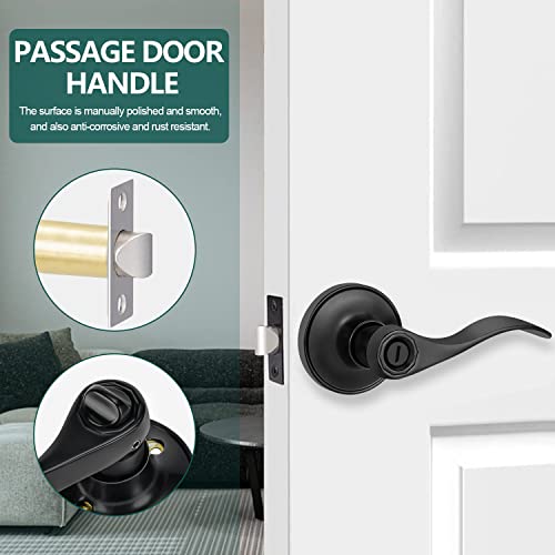 Supstron 1 Pack Privacy Door Handle, Matte Black Reversible Door Lever Perfect For Interior Door And Closet, Traditional Wave Style Privacy Door Lock #TOP4