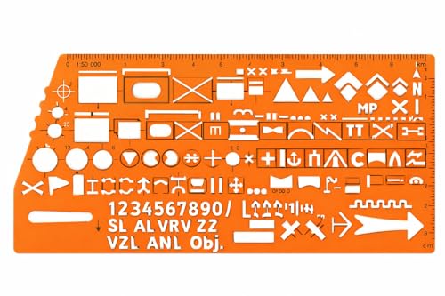 Standard Graph Template Stencil with Military Marking Symbols for NATO Army Drawing and Drafting on Tactical Map #8353