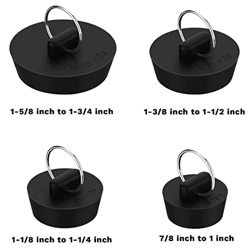Aiyuencici 4 Pieces Bath Tub Drain Stoppers, Sink Bathtub Plug Rubber Pool Plugs Bathtub Caps Water Stopper Seal With Hanging Ring For Kitchen Bathroom Laundry Bar #TOP1