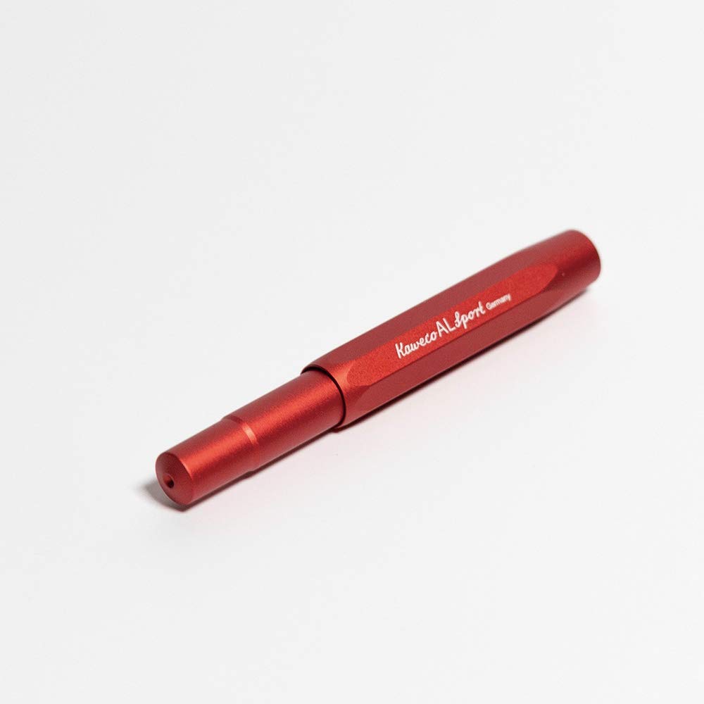 Kaweco AL Sport Fountain Pen Deep Red, Fine Nib Sport Octagonal Clip Chrome - Image 4