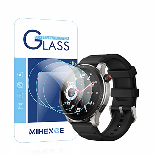 MIHENCE [ 3PCS Compatible with Amazfit GTR 4 Screen Protector, 9H Anti-Scratch Premium Real Tempered Glass Film