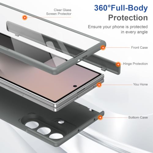 Image of TechTrendz Cover for Samsung Galaxy Z Fold 8 Ultra Case with Built-in Screen Protector & Hinge Protection, Z Fold 8 Ultra Magnetic Case Full-Body Slim Phone Case Cover - Grey