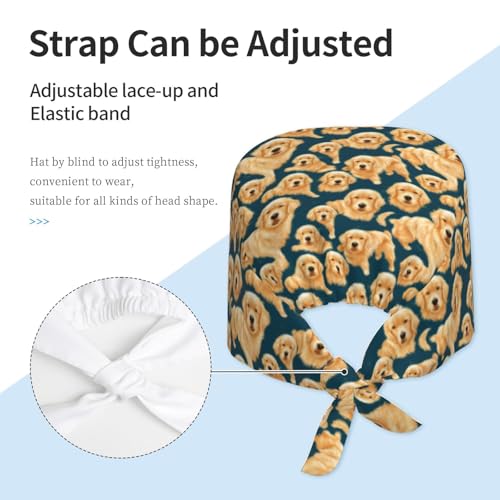 Image of Working Cap Scrub Cap with Sweatband Adjustable Unisex Women Tie Back Hat Nurse Surgical Caps