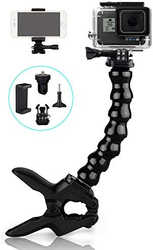Topmener Jaws Flex Clamp Mount with Adjustable Gooseneck Compatible with Gopro Hero 7 6 5 4 (2018), Session, Fusion, 3+, 3, 2, 1, DJI Osmo Xiaomi Yi Action Camera Accessories