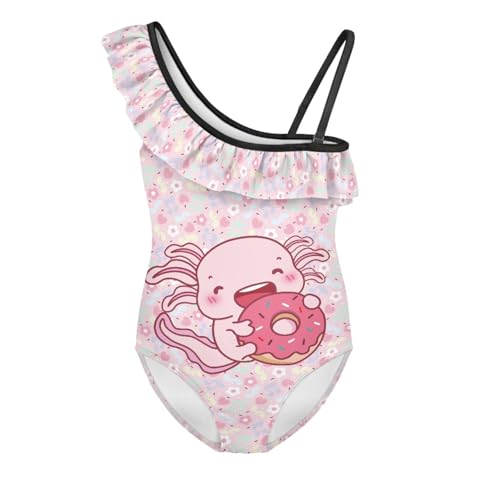 One Piece Swimming Suit for Girls Trendy Summer Bathing Suit with Adjustable Strap One-Shoulder Ruffle Swimwear