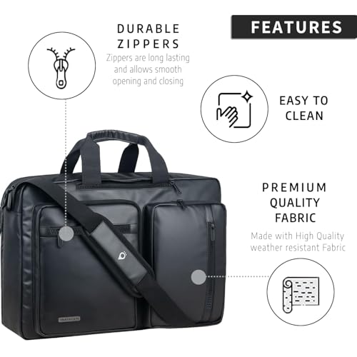 Image of TRAVALATE Laptop Bag for Men 3 IN 1 Convertible Backpack Messenger Bag for Office, Travel, and College | Black