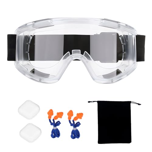 JaneYi Gafas de Protección Trabajo Antipolvo Antivaho Transparentes Gafas de Seguridad Protectoras Utilizables sobre Gafas Graduadas para Laboratorio Taller Construcción Química