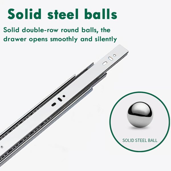 Volo Mild Steel Heavy Duty Telescopic Push to Open Slide/Drawer Slides Ball Bearing 3-Fold Full Extension Side Mount Rail Runners (Silver) (10 Inches) 3