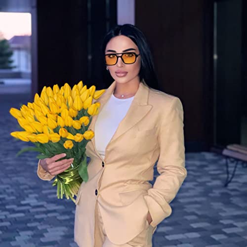 FEISEDY Vintage Square 70s Flat Aviator Sunglasses Women Men Metal Design Shades B27524