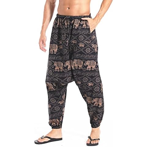 AITFINEISM Men's Harem Hippie Pants Cover