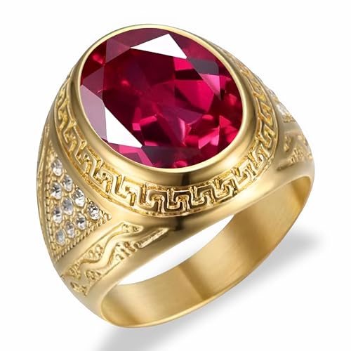 4 Carats Mens Gemstone Ring Luxury 10K 14K 18K Gold Oval Cut Gemstone for Mens Wedding Engagement Ring for Broom Husband Dad Fathers Day Anniversary Valentine's Day