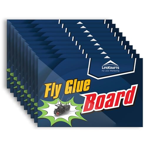 Image of Lifekrafts Fly Glue Board - Pack of 10 | High-Coverage Sticky Traps for Flies & Insects | 18.5 x 25.5 cm, Blue