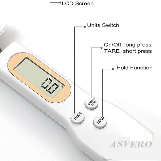 Image of Digital Spoon Scale for Kitchen | 0.1g Precision Electronic Measuring Spoon for Oil, Salt, Sugar & Spices | LCD Display Food Weight Spoon for Diet, Diabetes & Healthy Cooking