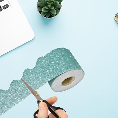65Feet Bulletin Board Borders, Shine Scalloped Borders Bulletin Board Border Decorative,Trim Poster Borders Classroom Decoration for School, Classroom Decoration Strips (Light Blue) - Thumbnail 7