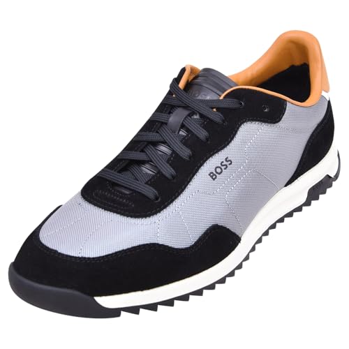 Image of BOSS Men's Zayn Low Profile Suede Leather Two Tone Sneaker