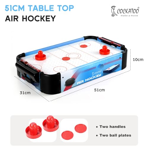 Image of Cockatoo Air Hockey Game for Kids, Air Hockey Table-(Big) with 2 Balls, 2 Scorers and 2 Goal Box, Indoor Board Game Set for Kids Age 7, Size 51 * 31 * 10 cm