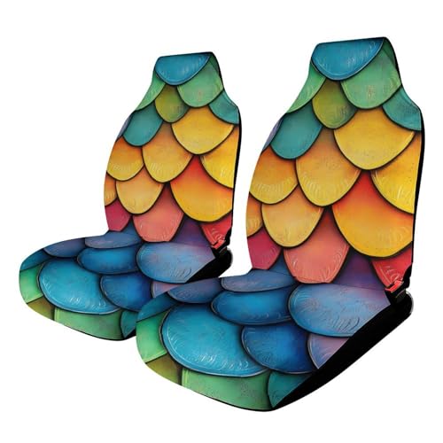 Dragon Scale Car Seat Covers Universal Car Front Seats Protector Auto Interior Accessories 2PCS