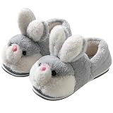 LANFIRE Women's Cute Rabbit Animal Slippers - Novelty Cozy Fuzzy Soft Plush Winter Warm House Shoes (Grey, 8.5/9.5)
