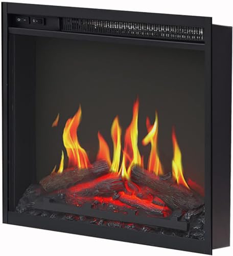 Cheerway 18 Inches Electric Fireplace Insert for Mantel and Tv Stand, Realistic Flame Fireplace Heater with Fire Log Set, Overheat Protection, 1500W
