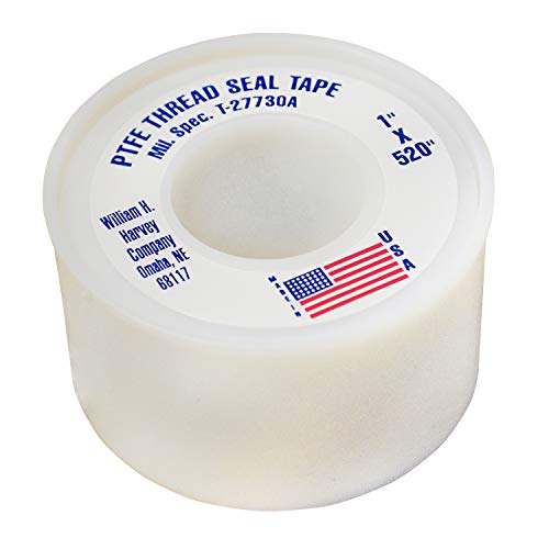 WILLIAM HARVEY 017588-24 Harvey PTFE Cinta de sellado de rosca fabricada en Estados Unidos, 1 x 520, color blanco