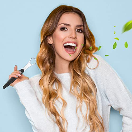 Ammon Tongue Scraper Stainless Steel Toungescrapper Tongue Cleaner Scraper For Adults And Kids Metal Tongue Scrapers For Fresh Breath And Clean Mouth Reduce Bad Breath Maintain Oral Hygiene（Black） #TOP3