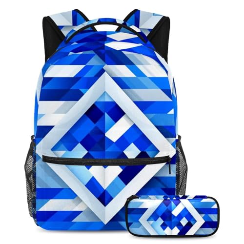 Ensemble cartable et sac à dos avec trousse combo à motif imprimé drapeau bleu
