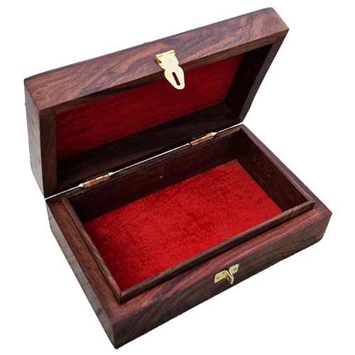 Image of Wooden OM Box for Good Luck| Jewellery Box| Decorative Case| Kit| Vanity| Organiser For Women, Necklaces, cash, gold (8X5 Inches, Galaxy)