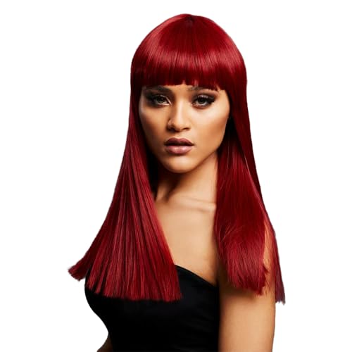 Fever Alexia Wig True Blend Ruby Red Long Blunt Cut With Fringe 48cm