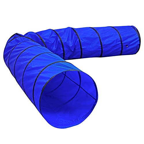 dibea Hundetunnel Spieltunnel Hundehöhle Agilitytunnel Blau Größe L (500 x 60 cm)