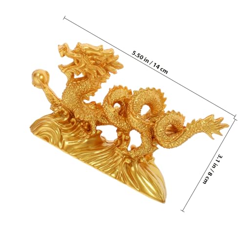 Statue dragon en résine décorative rétro, figurine compacte stable pour cabinet maison - 3