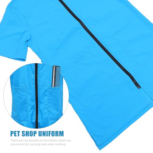 Salopette d'esthéticienne pour animaux tablier imperméable nylon bleu