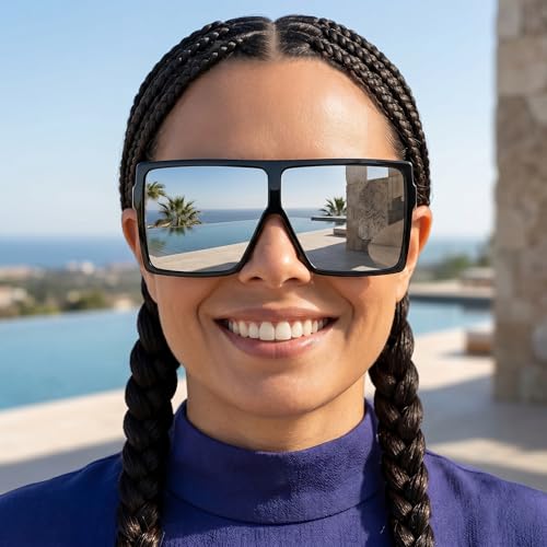 Image of The Fresh Large Oversized Fashion Square Flat Top Sunglasses - Exquisite Packaging