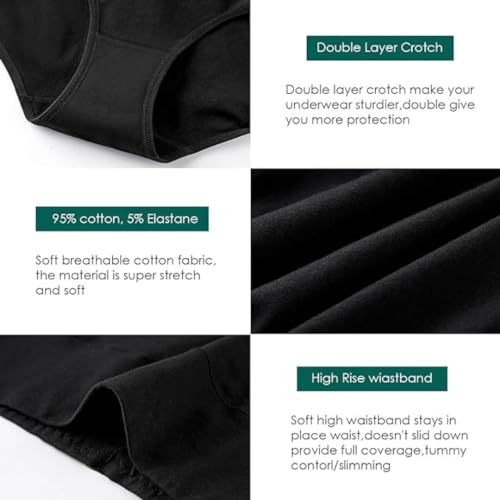 Image of GLAMORAS Women's Cotton High Waist Full Coverage Panty Set, Size M-XXL (Pack of 3 Panty) | High Rise Seamless Brief Panties for Women | Cotton Soft Tummy Support Underwear Panties for Women Combo Set