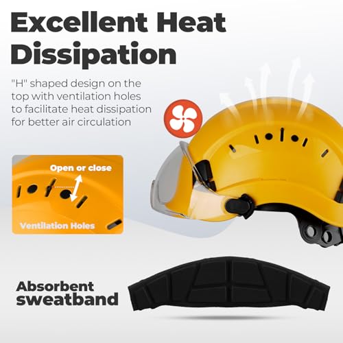 Casque de sécurité ABS avec visière et bandeau absorbant ajustable de 53 à 63 cm