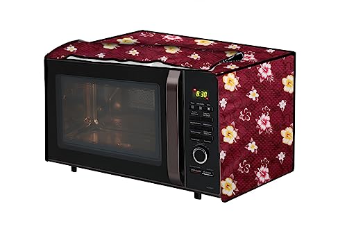 Image of The Furnishing Tree PVC Waterproof Microwave Oven Cover Compatible for Morphy Richards 20 L Solo 20 MS Floral Pattern Red