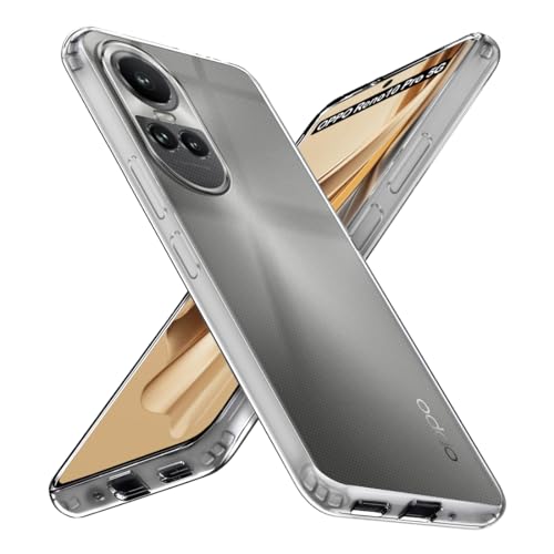 Image of Fashionury Crystal Clear Case for Oppo Reno 10 Pro 5G | Yellowing Resistance | Transparent TPU Silicone | Raised Camera Lips | Slim Transparent Cover