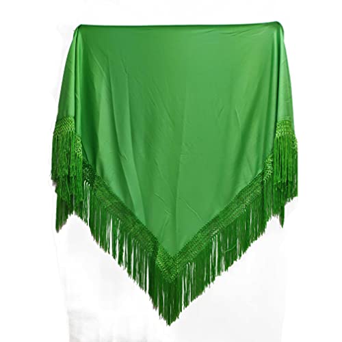 MUNDDY - Manton de Colores Liso Para Adulto. Mantones Flamenco Sevillana.Mantón para fiesta de Color Rojo liso Negro Rosa Blanco Amarillo Azul. Envio desde madrid con seguimiento.(Verde oscuro)