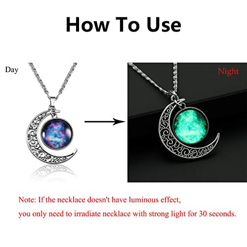 Lcbulu Galaxy Crescent Moon Pendant Necklaces Jewelry For Women Teen Girls 18'' #TOP6