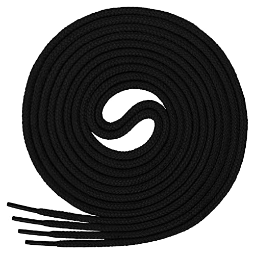 Di Ficchiano runde Schnürsenkel, Rundsenkel aus 100% Baumwolle, reißfest, Farbe: Schwarz, Länge: 100 cm, ø 3-4 mm