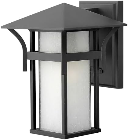 Hinkley Harbor Transitional One Light Small Outdoor Wall Mount, Satin Black