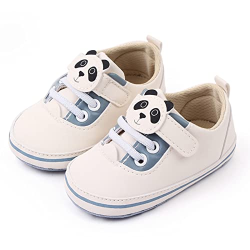 Baby Sock Shoes Baby Walking Shoes Infant Toddler Shoes Soft Sole Cartoon Panda Lace Up Casual Shoes (Blue, 5 Infant)3