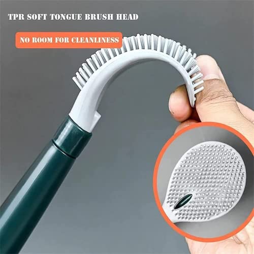 Household Silicone Toilet Brush And Holder Set, Toilet Brush With Soap Dispenser, Punch-Free Wall Hanging Toilet Brush With Liquid, Long Handle Toilet Brush With Base-White+Green #TOP5