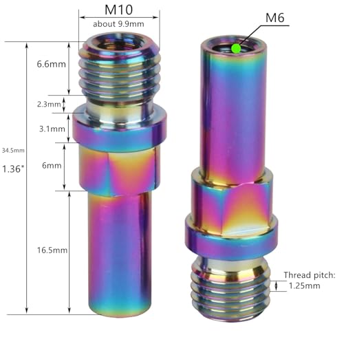 Image of Titanium Ti V-Brake Bosses Bolts, M10x1.25mm Screws, for Bicycle (Rainbow, 2pcs M10x1.25mm)
