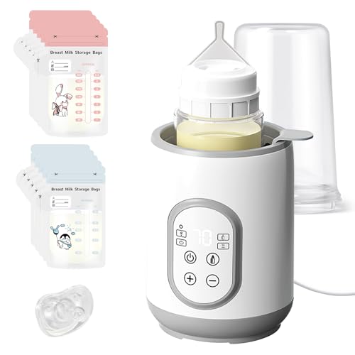 Bizcasa Calentador de Biberones, Multifuncional Calienta Biberones, Calienta/Descongela Alimentos, Esterilizador de Biberones, Temperatura Inteligente, Con chupete y bolsa para guardar leche (Blanco)